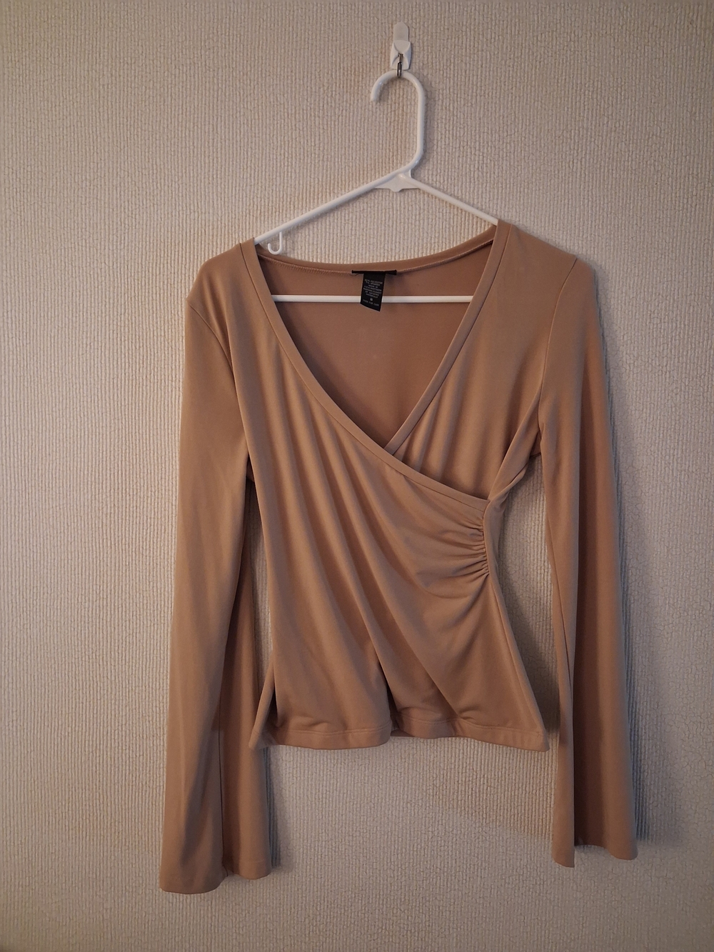 Express Long Sleeve Wrap Top Sz S  Beige